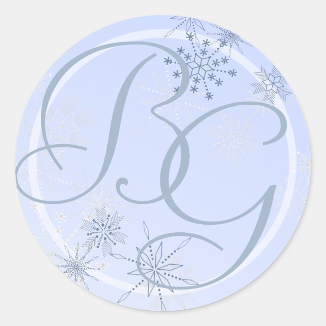 Snowflake Ice Blue Classic Round Sticker (Front)