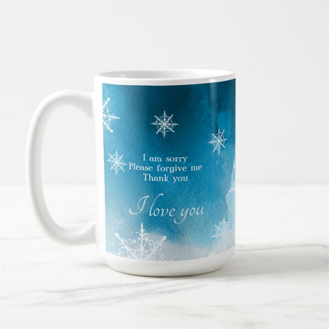  Snowflake Ice Blue Customised Quote and Name  Coffee Mug (Left)