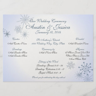Snowflake Ice Blue Wedding Program Invitation