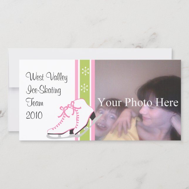 Snowflake Ice Skates Holiday Card (Front)