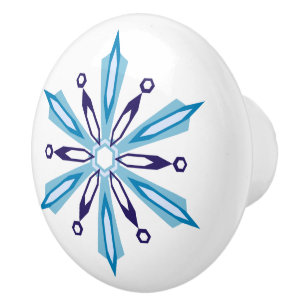 Snowflake Icy Winter Colours Ceramic Knob