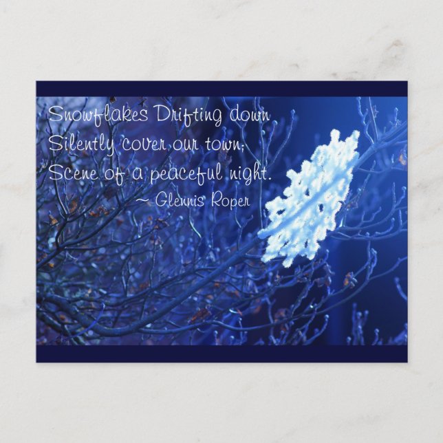 snowflake in blue 7 haiku holiday postcard (Front)