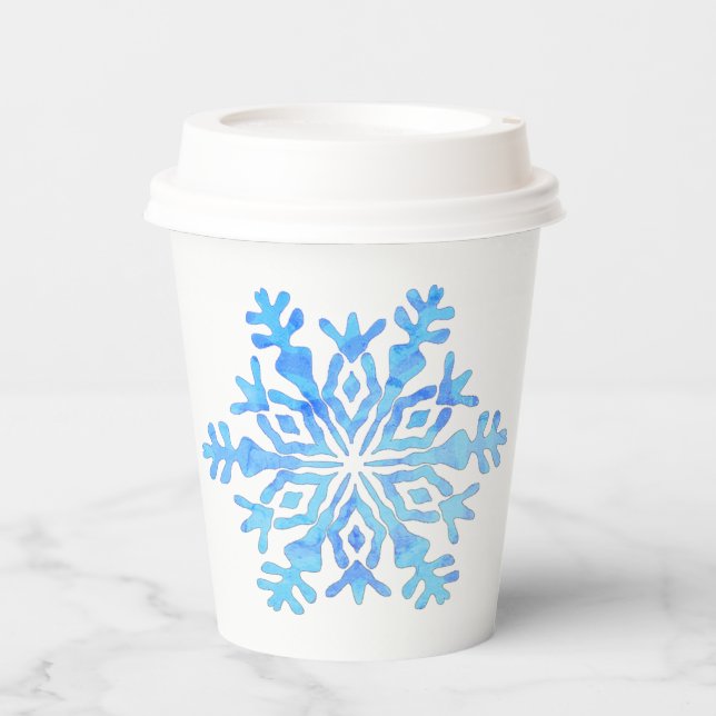 Snowflake in blue tones paper cups (Front)