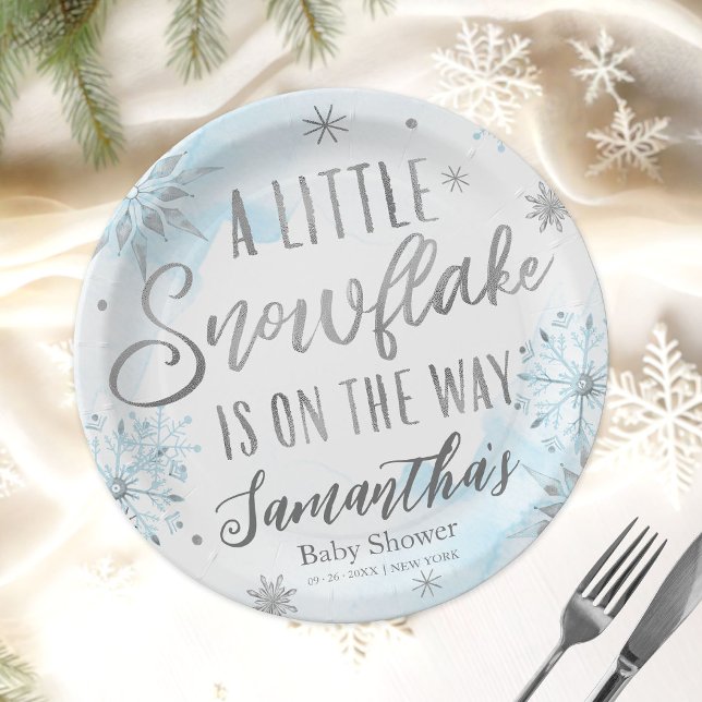 snowflake is on the way Baby Shower Paper Plate (Creator Uploaded)