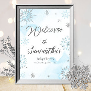 snowflake is on the way Baby Shower Welcome Sign