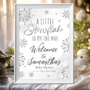 snowflake is on the way Baby Shower Welcome Sign