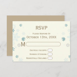 Snowflake Ivory Winter Wonderland Wedding Website RSVP Card