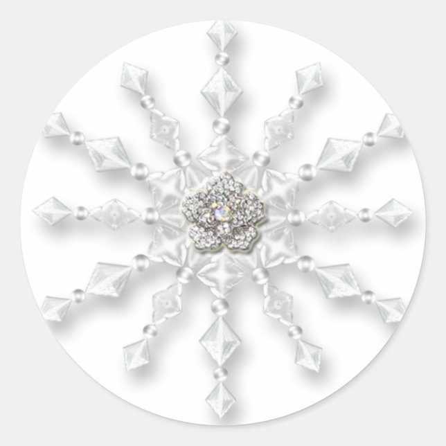 Snowflake Jewel Classic Round Sticker (Front)