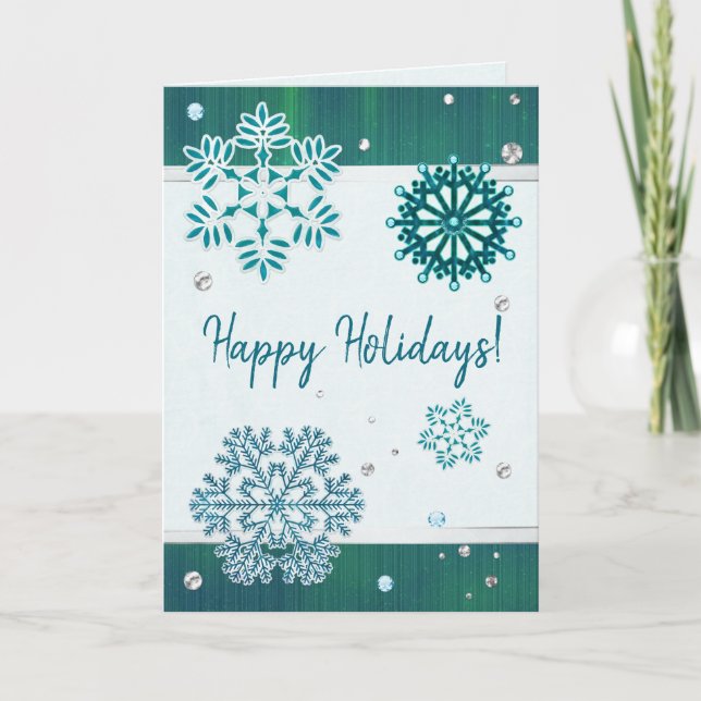 Snowflake Jewelled 3D BLANK Card (Front)