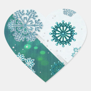 Snowflake Jewelled 3D Heart Sticker