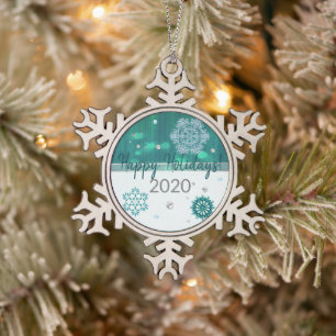Snowflake Jewelled 3D Pewter Christmas Ornament
