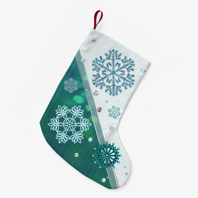 Snowflake Jewelled 3D Small Christmas Stocking (Front (Hanging))