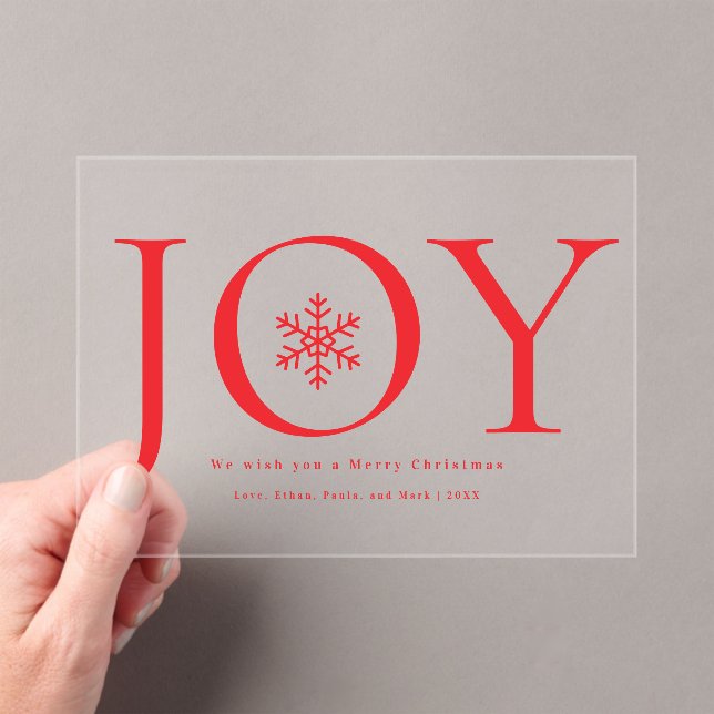 Snowflake Joy Family Photo Collage Christmas Acrylic Invitations (Insitu (Handheld))