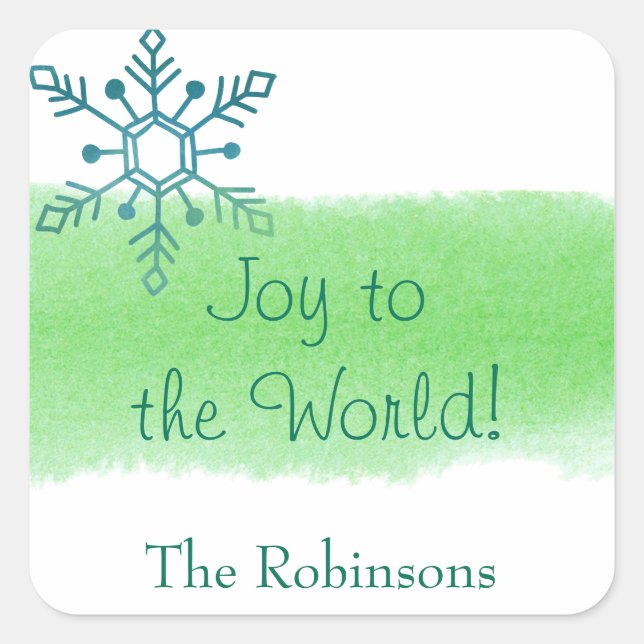 Snowflake Joy to the World Square Sticker (Front)