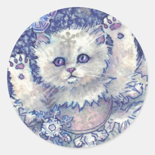 Snowflake Kitten Stickers (Front)
