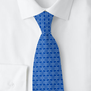 Snowflake Lattice on Blue Tie