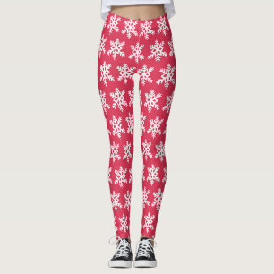 Snowflake Leggings Red
