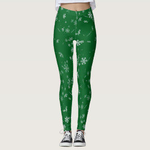 Snowflake Leggings, Winter Holiday Yoga Leggings