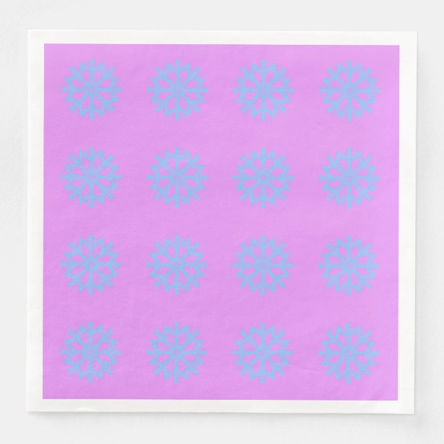  Snowflake Light Blue Winter Festive Pattern Lilac Napkin (Front)