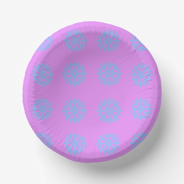  Snowflake Light Blue Winter Festive Pattern Lilac Paper Plate (Front)
