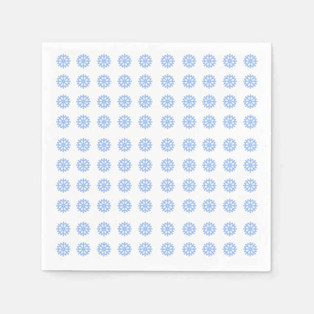  Snowflake Light Blue Winter Pattern  Napkin (Front)