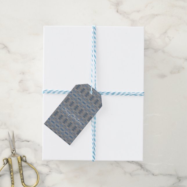 Snowflake Like Blue and White Christmas Gift Tag (With Twine)