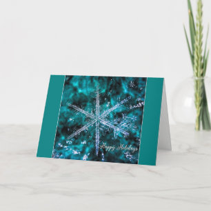 Snowflake Macro Photo Happy Holidays Card