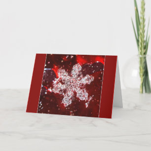 Snowflake Macro Photo Red add your own text Card