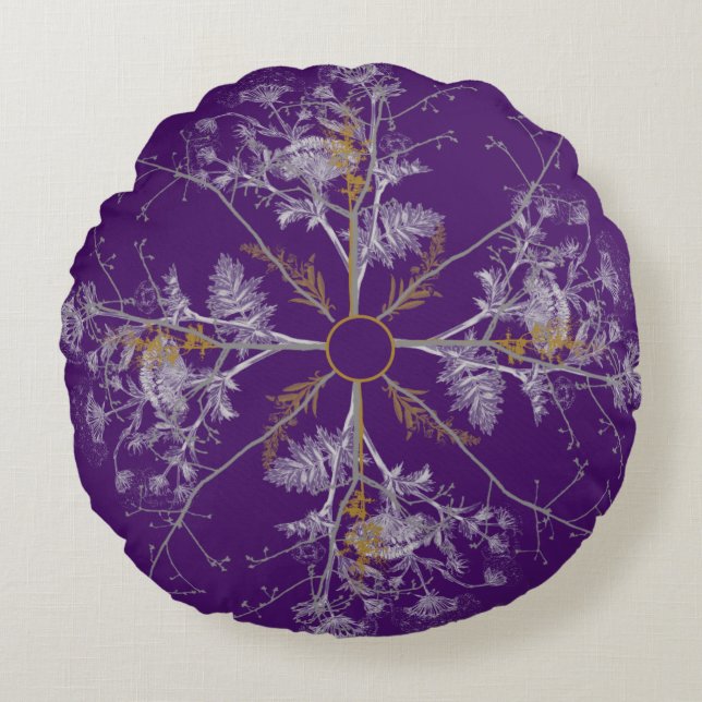 Snowflake Made of Tree's Round Cushion (Front)