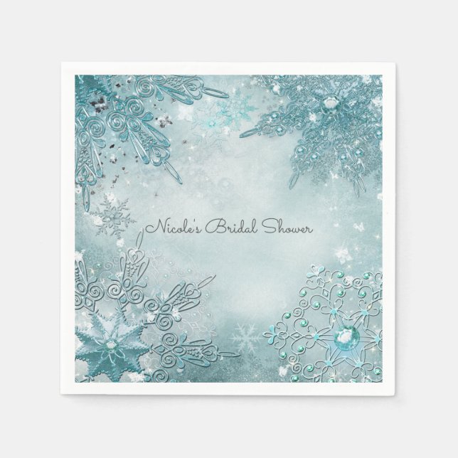 Snowflake Magic Winter Wonderland Elegant Party Napkin (Front)