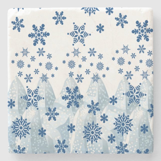 Snowflake Marble Stone Coaster Christmas (Front)