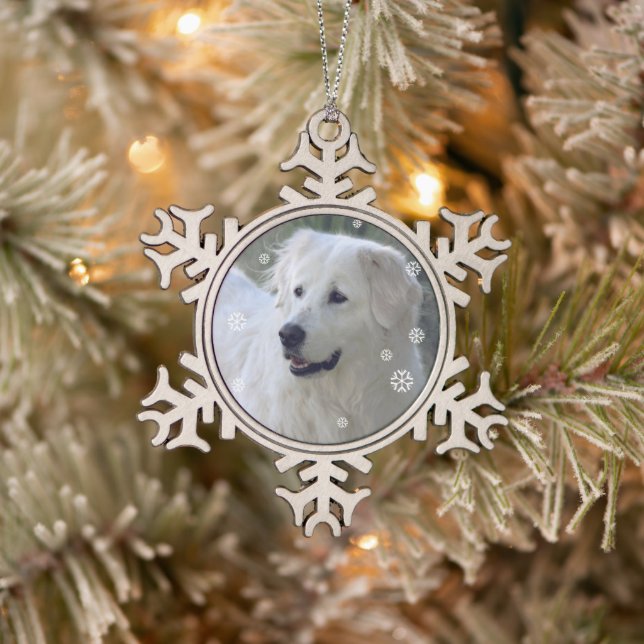 Snowflake Maremma Snowflake Pewter Christmas Ornament (Tree)