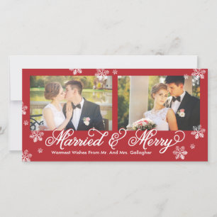 Snowflake Married and Merry 2-Photo Holiday Card