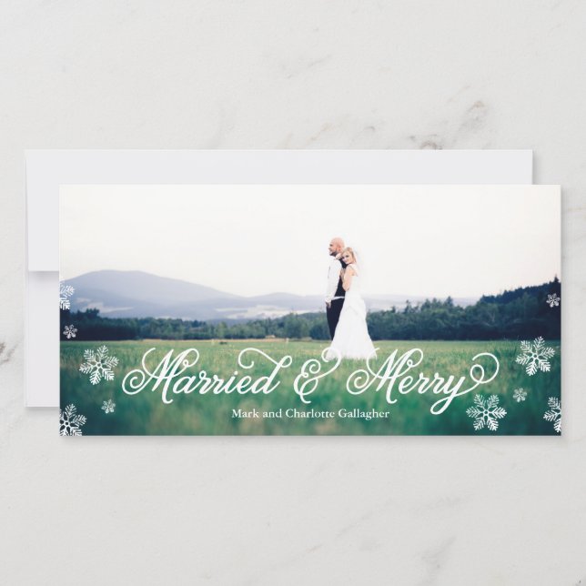 Snowflake Married and Merry Full Bleed Holiday (Front)