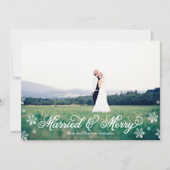 Snowflake Married and Merry Full Bleed Holiday (Front)