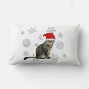 Snowflake Meow Christmas Pillow, 2 Sided Lumbar Cushion