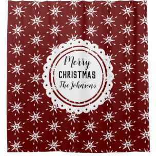 Snowflake Merry Christmas Add Any Colour Shower Curtain