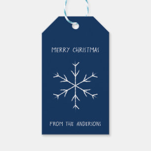 Snowflake Merry Christmas Gift Tags for Holidays