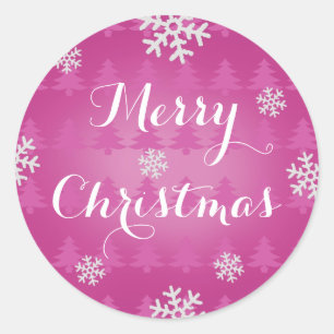 Snowflake Merry Christmas Stickers Pink