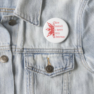 Snowflake Merry little Christmas (or customise) 6 Cm Round Badge