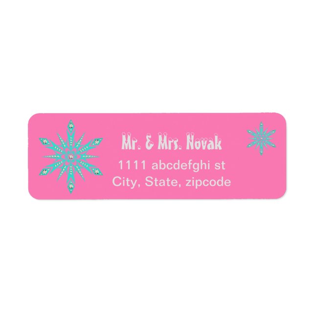 Snowflake mid century turquoise pink vintage  (Front)