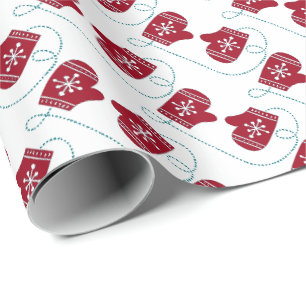 Snowflake Mittens Christmas Wrapping Paper