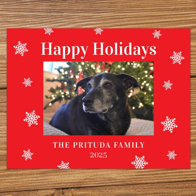 Snowflake Modern Family Photo Holiday Postcard (Creator Uploaded)