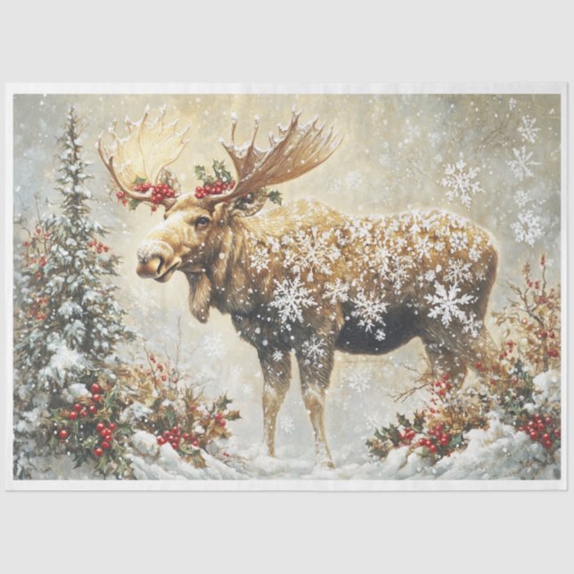 Snowflake Moose Tissue Paper (Front)