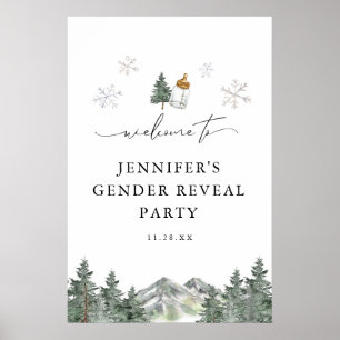Snowflake Mountain Gender Reveal Welcome Sign
