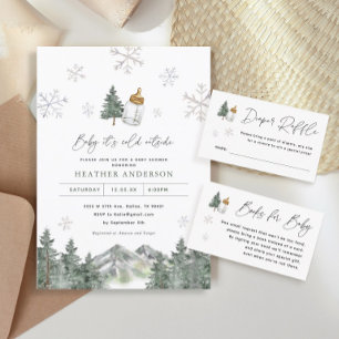 Snowflake Mountain Winter Baby Shower Invitation