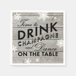 Snowflake Napkin Time to Drink Champagne