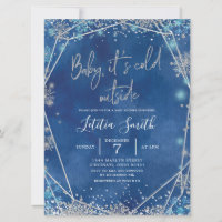 Snowflake Navy Blue and Silver Winter Baby Shower