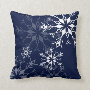 Snowflake - Navy Blue Cushion