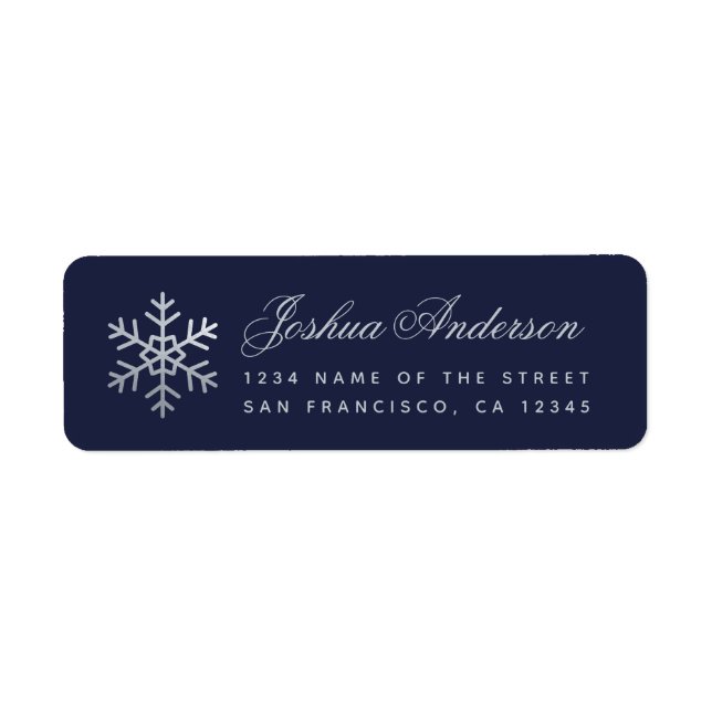 Snowflake Navy Blue Faux Silver Winter Holidays  (Front)